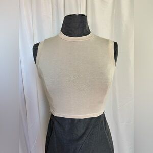 Skims Cotton Jersey Mock Neck  Sleeveless Crop Tank in bone, Size XS